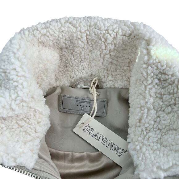 New Women’s BLANKNYC Vegan Leather Quilted Sherpa Vest Size S - Picture 3 of 9